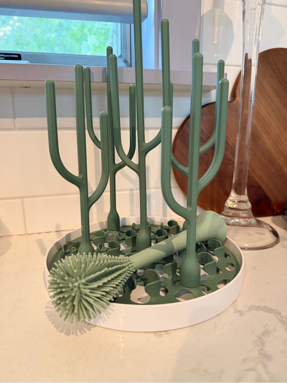 Boon Sprig Baby Bottle Countertop Drying Storage & Ezpz Bottle Brush